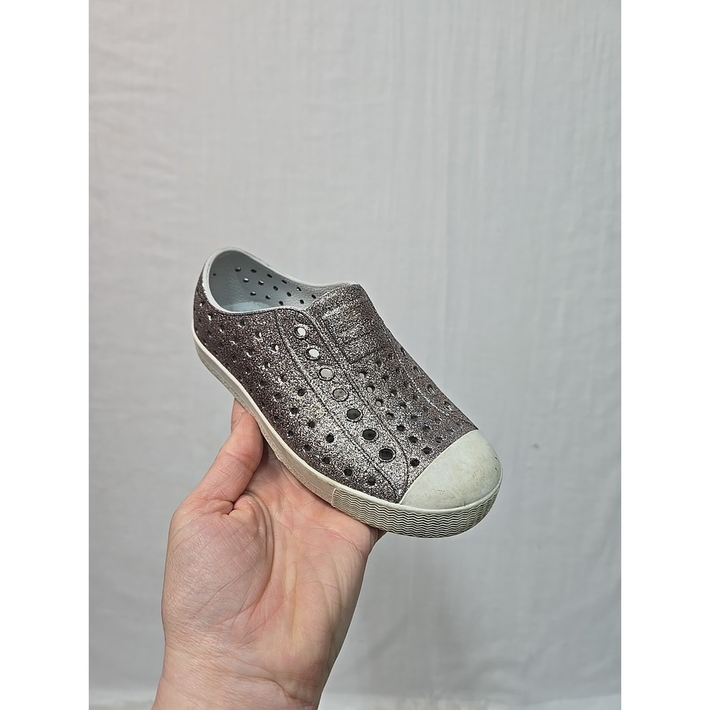 Native Jefferson Bling Pink Silver Glitter Water Shoes Size C11 Girls 11 Beach